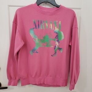 Nirvana Oversized Sweatshirt H&M Size 12 Pink - Kurt Cobain Grunge Rock …